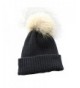 Oksale Women Winter Faux Fur Pom Pom Crochet Knitted Cashmere Beanie Caps Hat - Black - C212N1QOYPQ