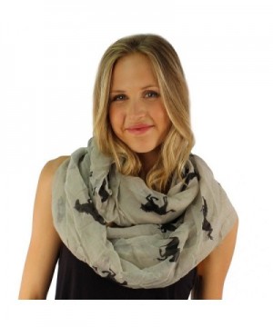 Light Soft Kentucky Derby Race Horse Wide Circle Loop Infinity Scarf Shawl - Lt. Gray - CF11OI1KJNR