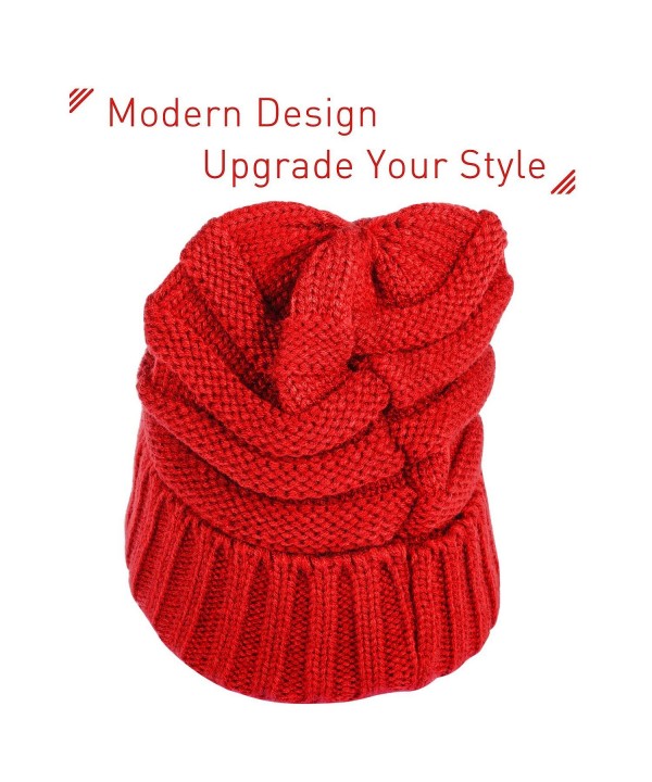 Zodaca Unisex Oversized Wavy Cable Knit Slouchy Beanie Knit Hat Skull Cap For Men and Women - Red - C0188E5KULI