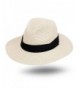 JOOWEN Women and Mens Panama Hat Classic Fedora Straw Sun Hat - Natural - C817YY7KC70