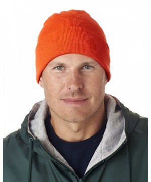 UltraClub Knit Beanie with Cuff - Blaze Orange - CC12FL4XAQV