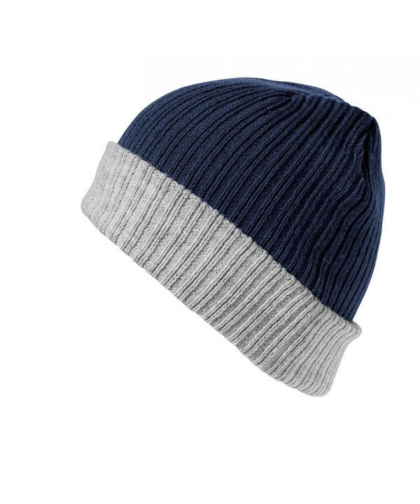 Result Winter Essentials Double Layer Knitted Hat - Navy/Gray - CM12N2WI3CA