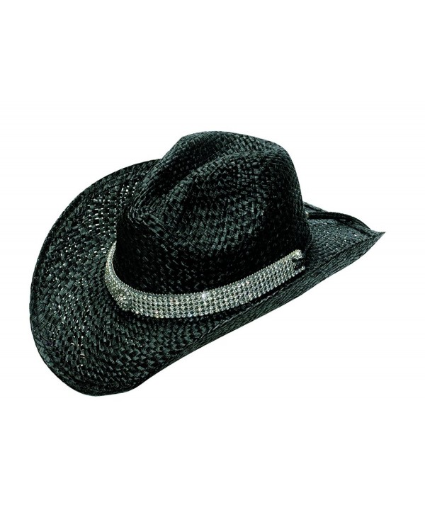 Blazin Roxx Women's Mesh Bling Raffia Hat - Black - CF1184XHSSJ