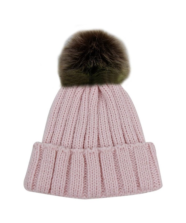 JIBIL Winter Ball Warm Unisex Warm Thick Skull Venonat Beanie Hat - Light Pink - CF185LK6TL9