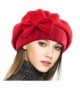 VECRY Lady French Beret 100% Wool Beret Floral Dress Beanie Winter Hat - Bow-red - CB1862LDL24