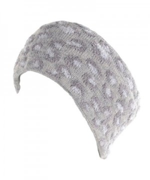 BYOS Winter Warm Leopard Print Fleece Lined Knit Headband Head Wrap Ear Warmer - Gray - CU12N6EMR4C