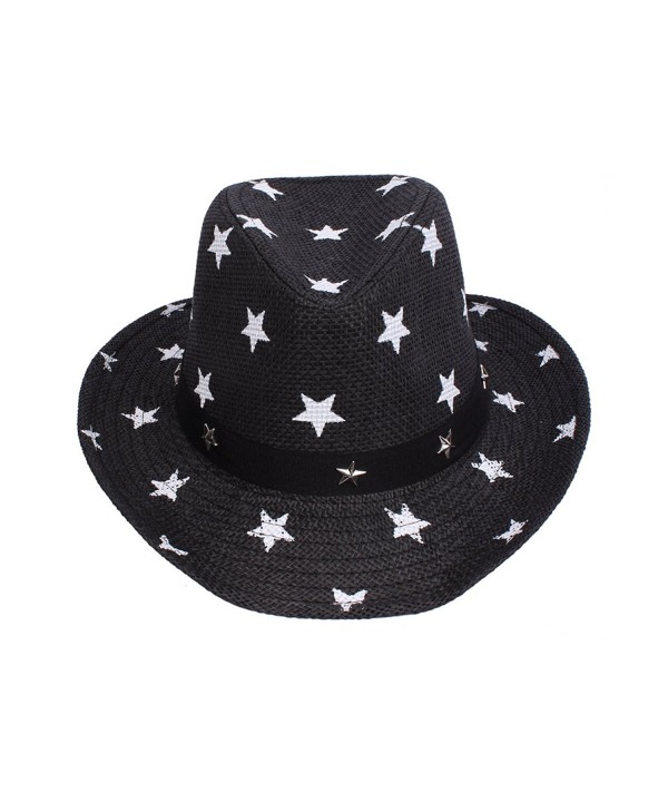 Western Style Shapeable Cowboy Hat - Usa- Patriotic Stars Black - CT12I6R8OIP