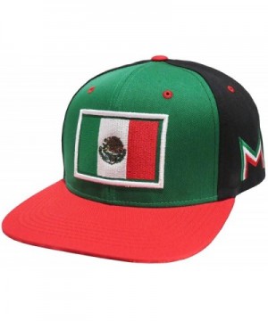 Mexico Flag Embroidered Flat Bill Snapback (Black/Green) - C811LW5S9HP