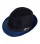 Men Women Short Brim Sunblock Summer Fedora Straw Hat With Manhattan Style - Black-Blue - CW12GZ7O0CR
