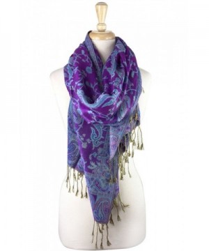 Paskmlna Reversible Paisley Pashmina Shawl Wrap Elegant Colors - 26violet - CE11V0SCRA3