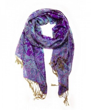 Paskmlna Reversible Paisley Pashmina 26Violet