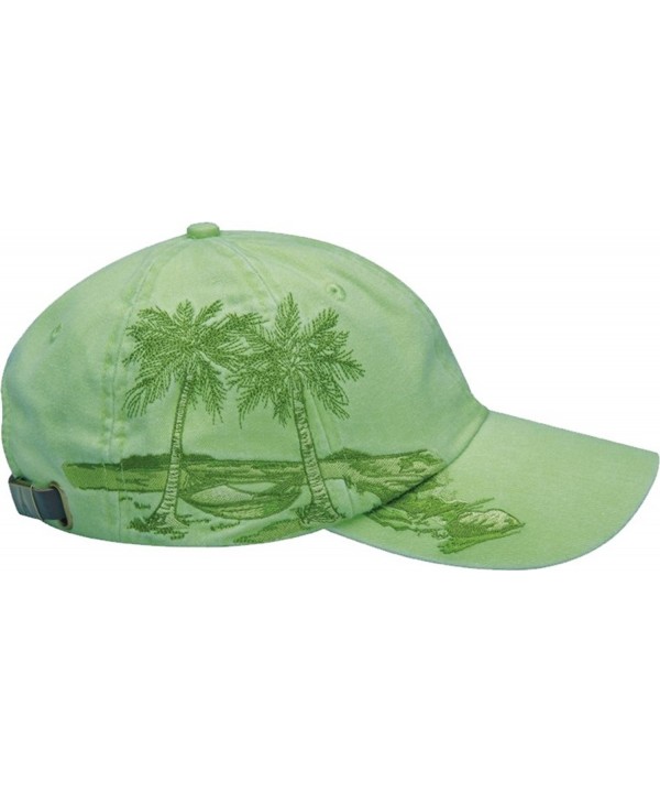 Adams Resort Palm Trees Athletic Twill Cap- One Size- Lime - C7117A9GHN9