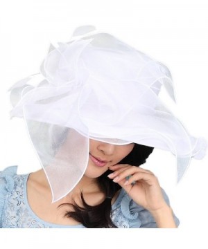 June's Young Women Hat Organza Hat Flower 3 Colors Available for Kentucky derby - White - C911XNHMYD5