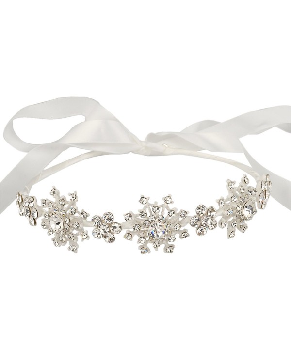 EVER FAITH Silver-Tone Austrian Crystal Wedding Snowflake Flower Hair Band Clear - CQ11TG4XCDZ