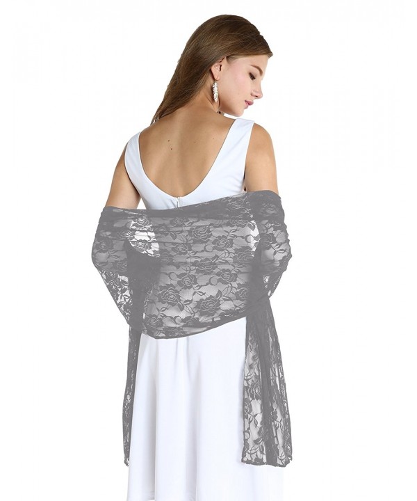 Wedtrend Women's Lightweight Chic Floral Lace Shawl Bridal Wrap Scarf - Grey - C5185GWOYSI