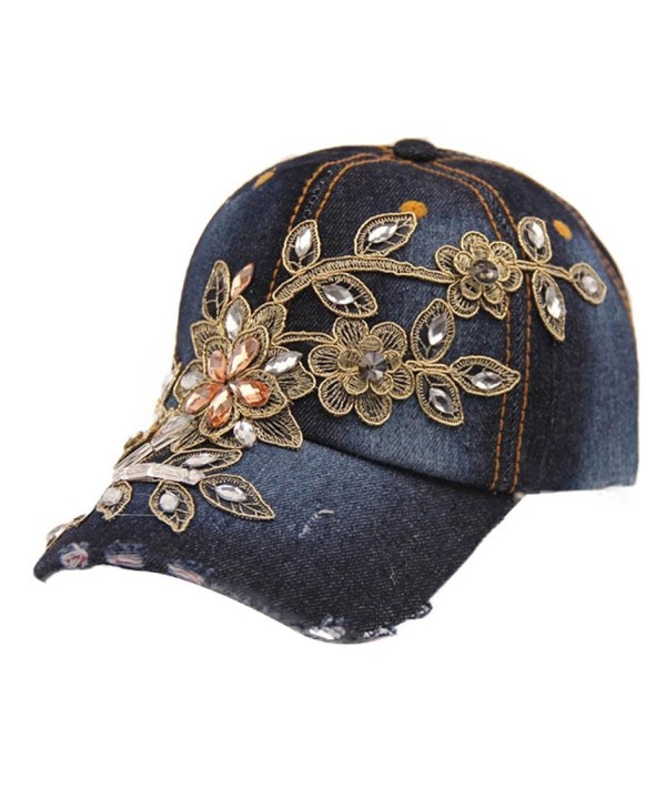 Binmer(TM)Vogue Women Diamond Flower Baseball Cap Summer Style Lady Jeans Hats - C - CD12BTYELQ1