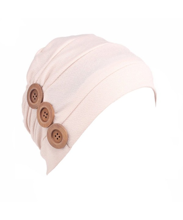 HONENNA Women Chemo Turban headband Scarf Slouchy Beanie Cap Hat for Cancer Patient - Beige - CZ185DYGDDC