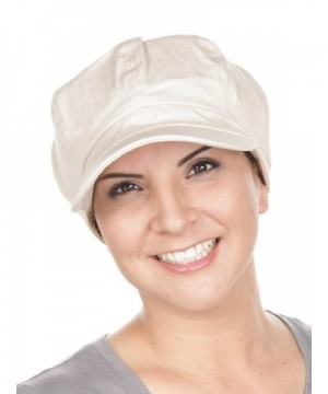 Turban Plus Womens Cotton newsboy Fitted Summer Chemo Hat- Stretch Band For Cancer Hair Loss - 11- Stone Beige - CX11K4JEUUP