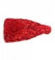 DZT1968 Women's Girl's Wide Flower Knit Turban Headband Head Wrap Hairband Cap - Red - CC128KA1E25
