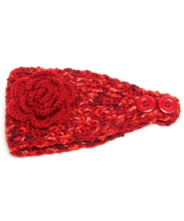 DZT1968 Women's Girl's Wide Flower Knit Turban Headband Head Wrap Hairband Cap - Red - CC128KA1E25