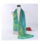 Elaco Women Peacock Pattern Soft Silk Chiffon Shawl Wrap Wraps Scarf Scarves - Green - CP12MK6KVQL