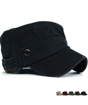 Rayna Fashion Unisex Adult Cadet Caps Military Hats Plastic Button Stripe - Black - CT12HKKJPUZ