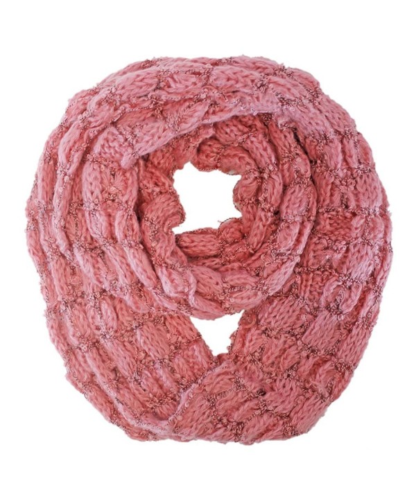 Winter Bubble Knit Infinity Circle Scarf - Pink - C911HRPSG6D