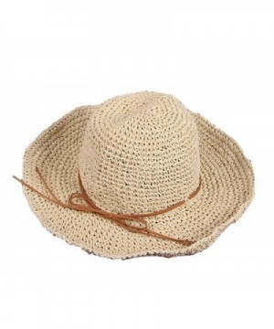 Yonger Womengilrs Floppy Summer Sun Straw Hats Hollow Pure Colour Hat with Big Bowknot() - Bule - CO182T345Q8