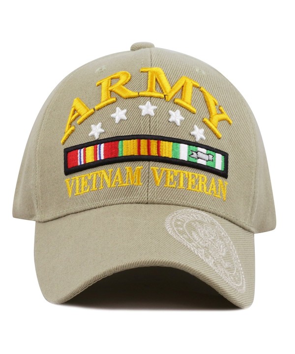 THE HAT DEPOT 1100 Official Licensed 3D Vietnam Veteran Ribbon Logo Cap - Khaki - CV12F7B1LZL