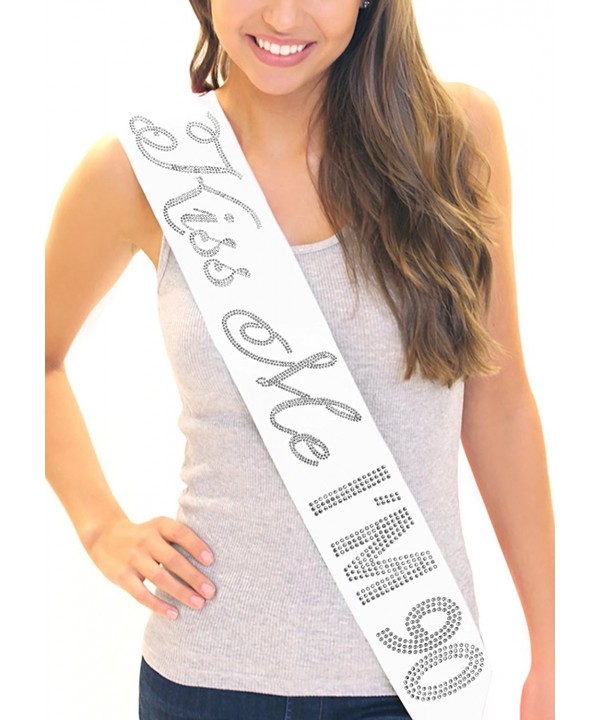 Kiss Me I'm 90! Women's 90th Birthday Rhinestone Sash by RhinestoneSash.com - White - CA11FZIMPMZ