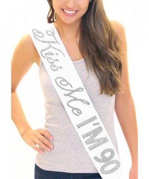 Kiss Me I'm 90! Women's 90th Birthday Rhinestone Sash by RhinestoneSash.com - White - CA11FZIMPMZ