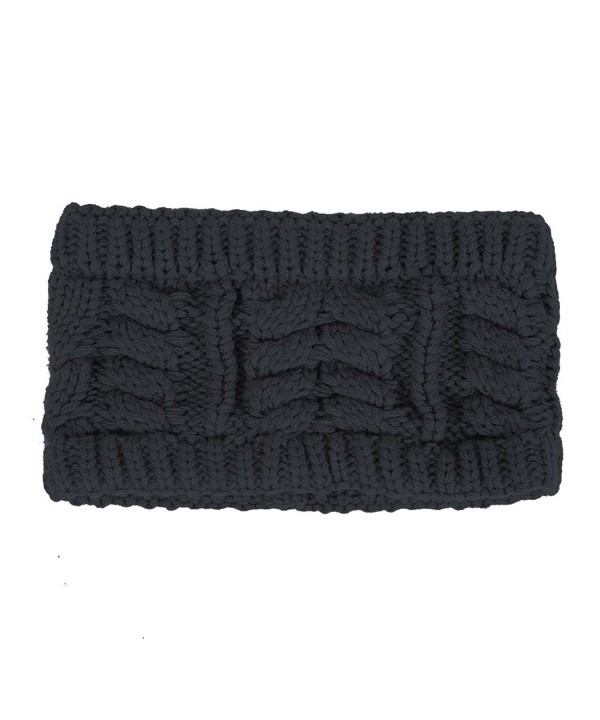 Flying Rabbit Women's Twist Flower Knit Headband Ear Warmer Head Wrap - Black - C6188OZGW8E