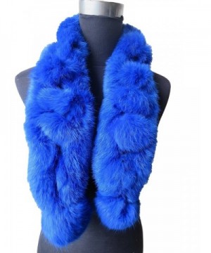 Real Whole Rabbit Fur Scarf Warm Wearing Convenient Multiple Color Options - Sapphire Blue - CW185X9Q4ZZ