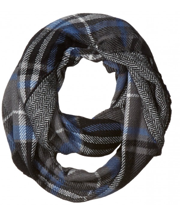 D&Y Women's Traditional Plaid Loop Scarf Reversible To Herringbone Print - Grey - CK12JOP70P1