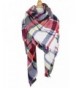 Achillea Women's Oversized Tartan Plaid Check Blanket Scarf Large Square Winter Warm Shawl Wrap - Blue Red - C41867LU434