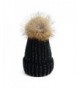 Lawliet Lady Rhinestone Bling Fur Pom Pom Knit Snow Beanie Ski Hat Skull Cap A391 - All Black - C61895G590Z