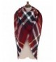 Women Plaid Blanket Scarf Wrap Shawl Big Triangle Scarves Warm Tartan Gorgeous Shawl - Red White - CR188D0YRU7