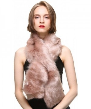 Vogueearth Faux Fur Women Winter Warmer Long Scarf Fashion Wrap Accessory - Pink - C31879UKT64