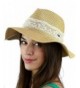 C.C Women's Paper Woven Panama Sun Beach Hat with Lace Trim- Natural - C117YNREUKU