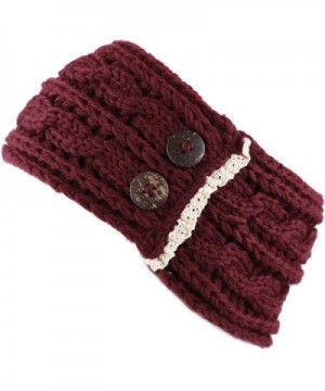 Womens Headband Button Detail Burgundy