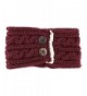 Womens Headband Button Detail Burgundy in Women's Cold Weather Headbands