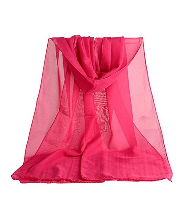 Colorido Women's Lady Fashion Chiffon Oblong Style Large Scarf Summer Beach Shawl - Hot Pink - C0187EYC3UD