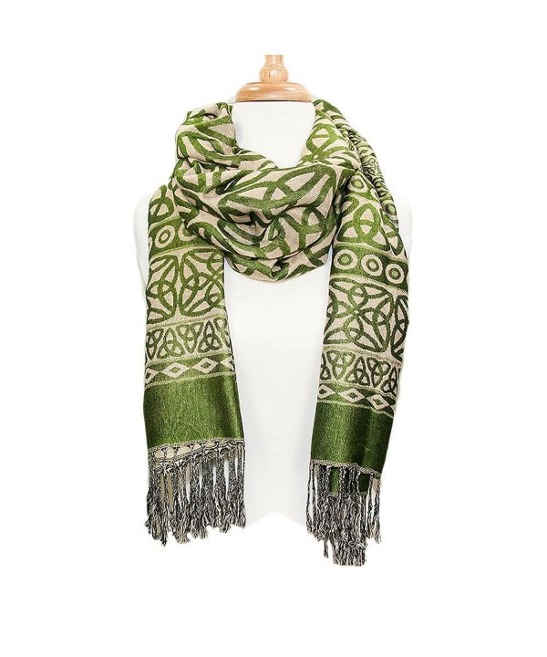 Ladies Celtic Heritage Scarf- Ancient Celtic Style Design- Moss Green - C912G20EXAF