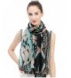 Lina & Lily Vintage Women's Aztec Tribal Print Long Scarf Large Size Lightweight - Neon Blue and Black - CJ11W0FU25X