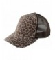 G Women's Low Profile Soft Structured Canvas Leopard Trucker Cap Brown - CZ11UJ6815D