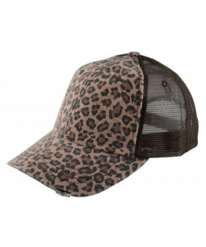 G Women's Low Profile Soft Structured Canvas Leopard Trucker Cap Brown - CZ11UJ6815D