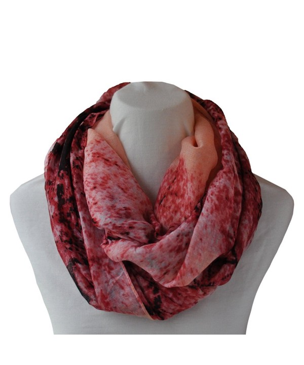 Infinity Loop Scarf Fashionable Soft Lightweight Multi Colors and Patterns For Women - Peach- Red and Pink - CO12EJL8CF7