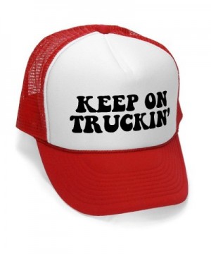 Megashirtz - Keep On Truckin' - Retro Vintage Style Trucker Hat Cap - Red - CK11K0UVEQL