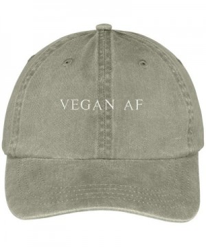 Trendy Apparel Shop Vegan AF Embroidered Pigment Dyed Washed Cotton Cap - Khaki - CK12KIK3VYZ
