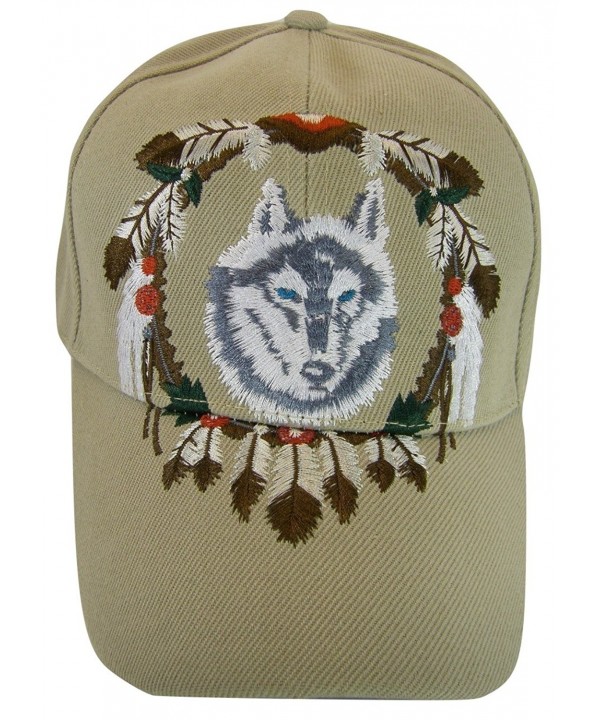 Native Pride Wolf Men's Adjustable Baseball Cap - S3-khaki - C31878ZMCZ9